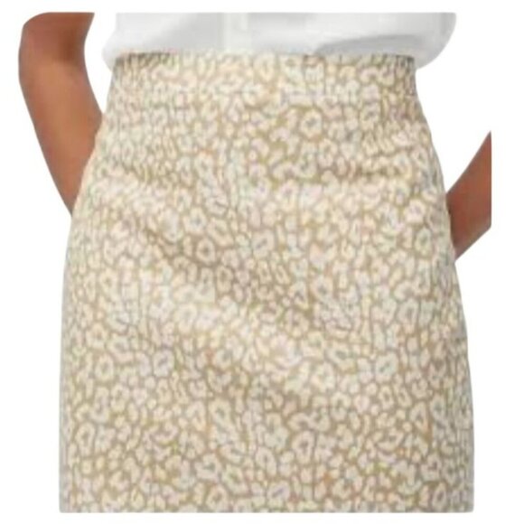 J.Crew Leopard Print Basketweave Lined Pencil Skirt Tan Cream Size 8 - Picture 2 of 7